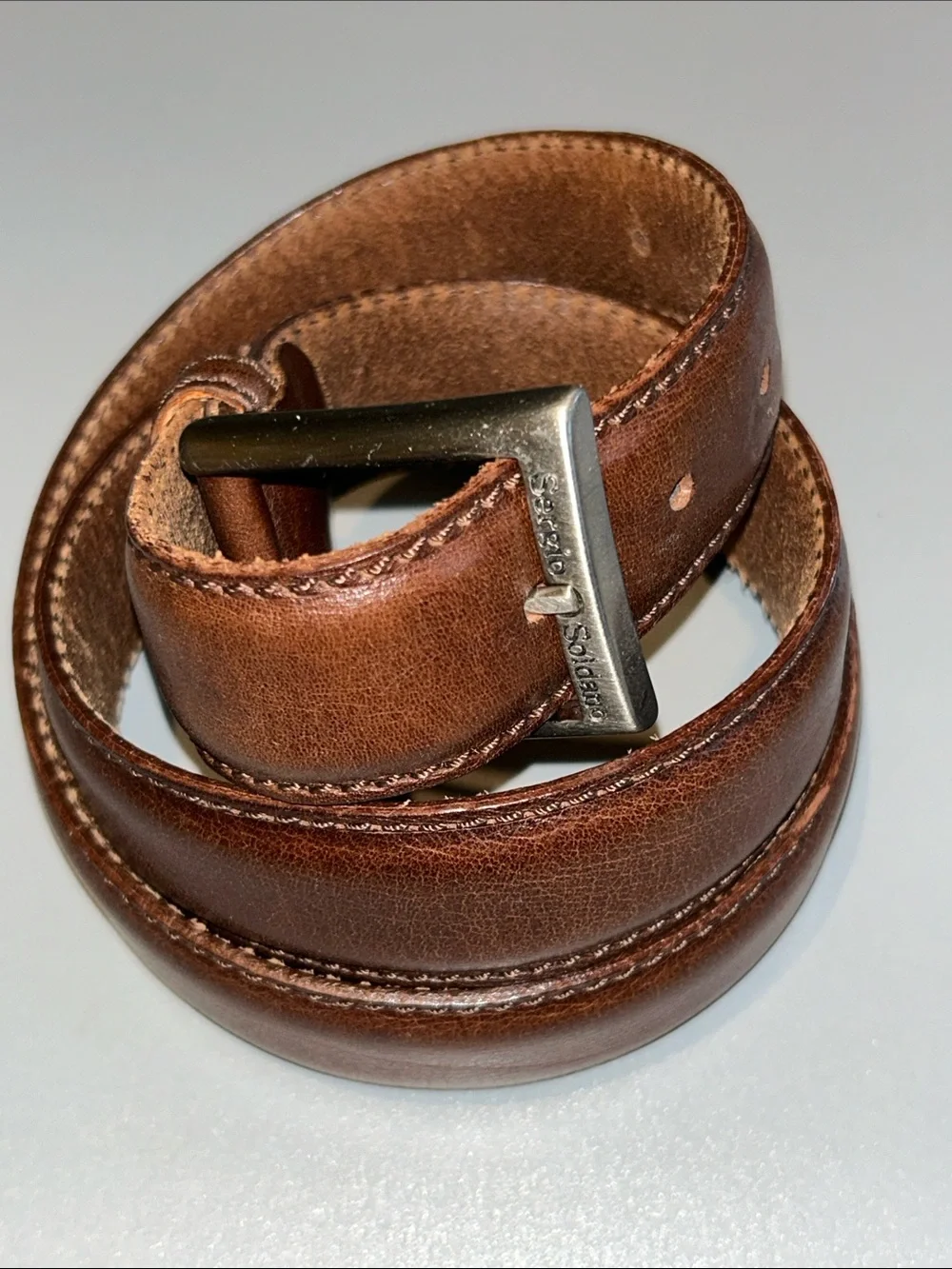 Sergio Soldano Brown Leather Belt Size 36 US Made in Italy